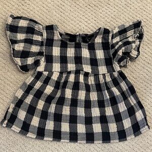art class Black and cream Checkered Kids Blouse